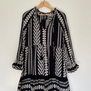 Maeve Monochrome Chevron Midi Dress